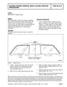 SLIDING POWER WINDOW (BACK GLASS) SERVICE PROCEDURE TSB[removed]FORD: