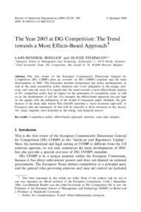 Review of Industrial Organization[removed]:281–304 DOI[removed]s11151[removed] © Springer[removed]The Year 2005 at DG Competition: The Trend