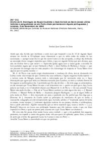 Transcrições – Correia da Serra 1 Centro de História das Ciências – Universidade de Lisboa [N.º 31] [Carta de D. Domingos de Sousa Coutinho a José Correia da Serra dando várias notícias e perguntando se em Pa