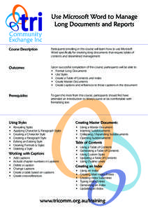 Book design / Software / Information retrieval / Search engine indexing / Searching / Table of contents / Index / Microsoft Word / OpenDocument technical specification / Information science / Publishing / Indexing