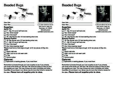 Beaded Bugs  Beaded Bugs Class Date