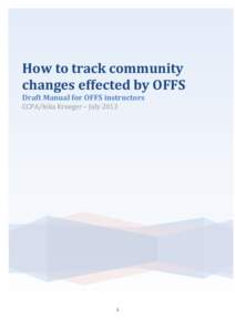How to track community changes effected by OFFS Draft Manual for OFFS instructors CCPA/Inka Krueger – July