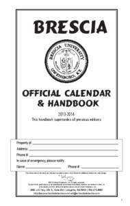 Brescia  Official Calendar & Handbook[removed]This handbook supersedes all previous editions