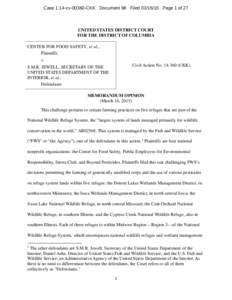 Case 1:14-cvCKK Document 98 FiledPage 1 of 27  UNITED STATES DISTRICT COURT FOR THE DISTRICT OF COLUMBIA CENTER FOR FOOD SAFETY, et al., Plaintiffs