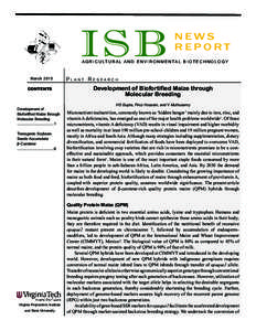 ISB  NEWS REPORT  A G R I C U LT U R A L A N D E N V I R O N M E N TA L B I O T E C H N O L O G Y