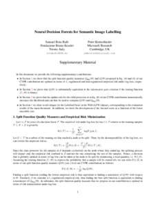 Neural Decision Forests for Semantic Image Labelling Samuel Rota Bul`o Fondazione Bruno Kessler Trento, Italy  Peter Kontschieder