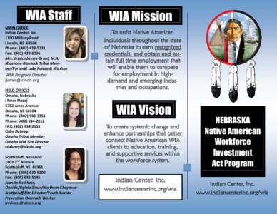 WIA Staff MAIN OFFICE Indian Center, Inc[removed]Military Road Lincoln, NE[removed]Phone: ([removed]