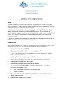 Issues Paper 1 - Working With Children Check