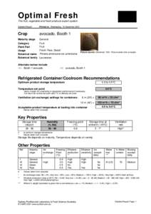 Optimal Fresh The fruit, vegetable and fresh produce expert system Detailed Report Printed on Wednesday, 19 December 2001