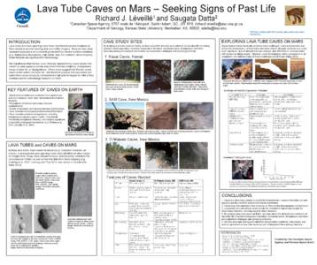 Lava Tube Caves on Mars – Seeking Signs of Past Life Richard J. Léveillé and Saugata Datta 1 1