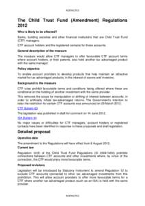 The Child Trust Fund (Amendment) Regulations 2012