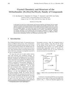 616  Brazilian Journal of Physics, vol. 31, no. 4, December, 2001 Crystal Chemistry and Structure of the Orthorhombic (Fe,Mn)(Ta,Nb)2O6 Family of Compounds