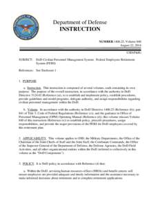 DoD Instruction[removed], Volume 840, August 22, 2014