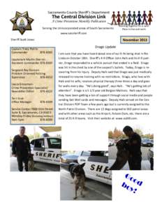 Sacramento County Sheriff’s Department  The Central Division Link A Crime Prevention Monthly Publication  Serving the Unincorporated areas of South Sacramento