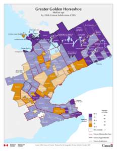 Greater Golden Horseshoe Median age by 2006 Census Subdivision (CSD) GalwayCavendish and Harvey