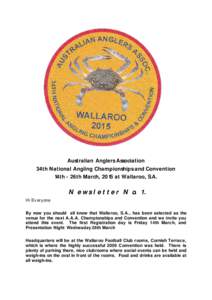 Australian Anglers Association 34th National Angling Championships and Convention 14th - 26th March, 2015 at Wallaroo, S.A.