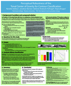 Perceptual Robustness of the Tonal Center of Gravity for Contour Classification Nanette Veilleux , Jonathan Barnes , Stefanie Shattuck-Hufnagel , Alejna Brugos 1  1