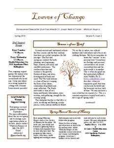 Leaves of Change Bereavement Newsletter from PeaceHealth St. Joseph Medical Center - Whatcom Hospice Volume 9, Issue 2