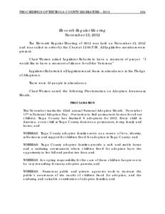 PROCEEDINGS OF THE TIOGA COUNTY LEGISLATURE – [removed]Eleventh Regular Meeting November 13, 2012