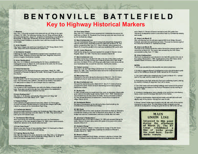 BENTONVILLE  BATTLEFIELD Key to Highway Historical Markers 1. Sherman