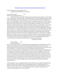 Southern Campaign American Revolution Pension Statements & Rosters Pension Application of Aaron Brinkley R1214 Transcribed and annotated by C. Leon Harris State of North Carolina } SS. Edgecomb [sic: Edgecombe] County }