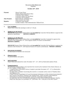 October 20, 2010 Council minutes