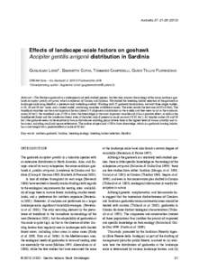 Avocetta 37: [removed]Effects of landscape-scale factors on goshawk Accipiter gentilis arrigonii distribution in Sardinia Guglielmo Londi*, Simonetta Cutini, Tommaso Campedelli, Guido Tellini Florenzano DREAM Italia