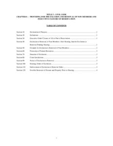 TITLE 5 – CIVIL CODE CHAPTER 8 – PROVIDING FOR THE EXLUSION AND REMOVAL OF NON-MEMBERS AND EXECUTIVE CLOSURE OF RESERVATION TABLE OF CONTENTS