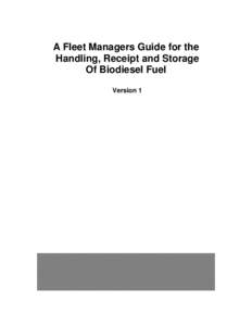 Fleet Manager Guide - Handling, Receipt, Storage of Biodiesel Fuel