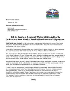 For immediate release: February 16, 2010 For more information, contact: Karin Stangl, Planning and Communications Director[removed]cell