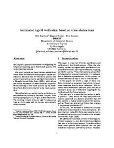 Automated logical verication based on trace abstractions Nils Klarlund Mogens Nielsen Kim Sunesen BRICSy  Department of Computer Science