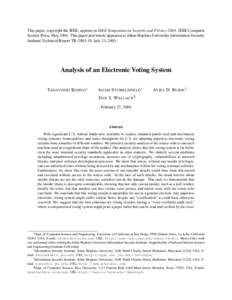 This paper, copyright the IEEE, appears in IEEE Symposium on Security and Privacy[removed]IEEE Computer Society Press, May[removed]This paper previously appeared as Johns Hopkins University Information Security Institute Tec