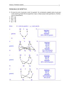 Herencia. Problemas resueltos  -1- PROBLEMAS DE GENÉTICA 1) En aves de corral, el gen para cresta 