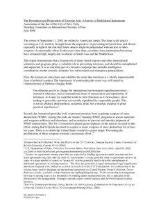 The Prevention and Prosecution of Terrorist Acts: A Survey of Multilateral Instruments Association of the Bar of the City of New York, Standing Committee on International Security Affairs