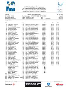 Masters swimming / FINA / World record progression 50 metres butterfly / World record progression 50 metres breaststroke / Sports / Swimming / Recreation