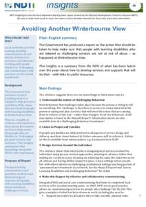 16   NDTi Insights give you the most important learning from a piece of work by the National Development Team for Inclusion (NDTi).  We aim to make them quick to 