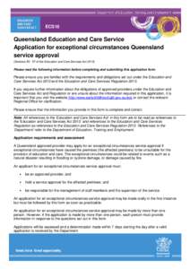ECS10 Application for exceptional circumstances Queensland service approval