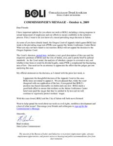 Microsoft Word - Commissioners Message 13.doc