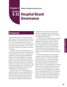 Chapter 3 Section Ministry of Health and Long-Term Care[removed]Hospital Board