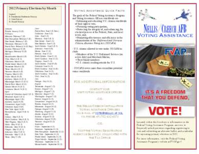 2012 Primary Elections by Month Legend P- Presidential Preference Primary S- State Primary R- Runoff Primary January