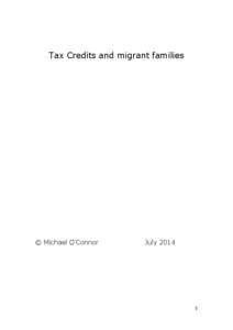 Tax Credits and migrant families  © Michael O’Connor ! !