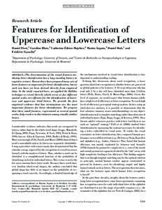 PS YC HOLOGICA L SC IENCE  Research Article Features for Identification of Uppercase and Lowercase Letters