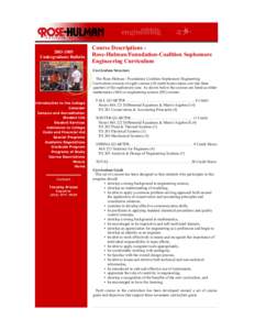 [removed]Undergraduate Bulletin Course Descriptions Rose-Hulman/Foundation-Coalition Sophomore Engineering Curriculum Curriculum Structure