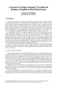 A Second or Foreign Language? Unveiling the Realities of English in Rural Kisii, Kenya Martha M. Michieka