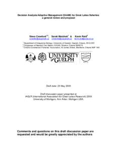 First Nations in Ontario / Sustainability / Adaptive management / Ray Hilborn / Carl Walters / Saugeen First Nation / Chippewas of Saugeen Ojibway Territory / Fisheries management / Chippewas of Nawash Unceded First Nation / First Nations / Fisheries science / Aboriginal peoples in Canada