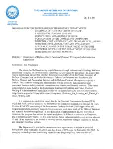 THE UNDER SECRETARY OF DEFENSE 3010 DEFENSE PENTAGON WASHINGTON, DC[removed]OCT[removed]