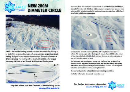 NEW 280M DIAMETER CIRCLE Measuring 280m in diameter the course consists of an R140m outer and R95m inner radii. The extra wide 45m lane width comprises compacted and groomed snow with the ability to tailor ice and other 