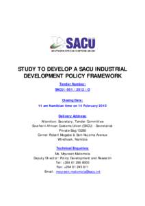 Microsoft Word - TOR for a Study to develop a SACU Industrial Development P…