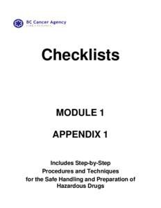 Checklists  MODULE 1 APPENDIX 1 Includes Step-by-Step Procedures and Techniques