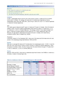 Cancer in Northern Ireland[removed]: A Comprehensive Report  11 3: Cancer of the Oesophagus (C15) Key Facts